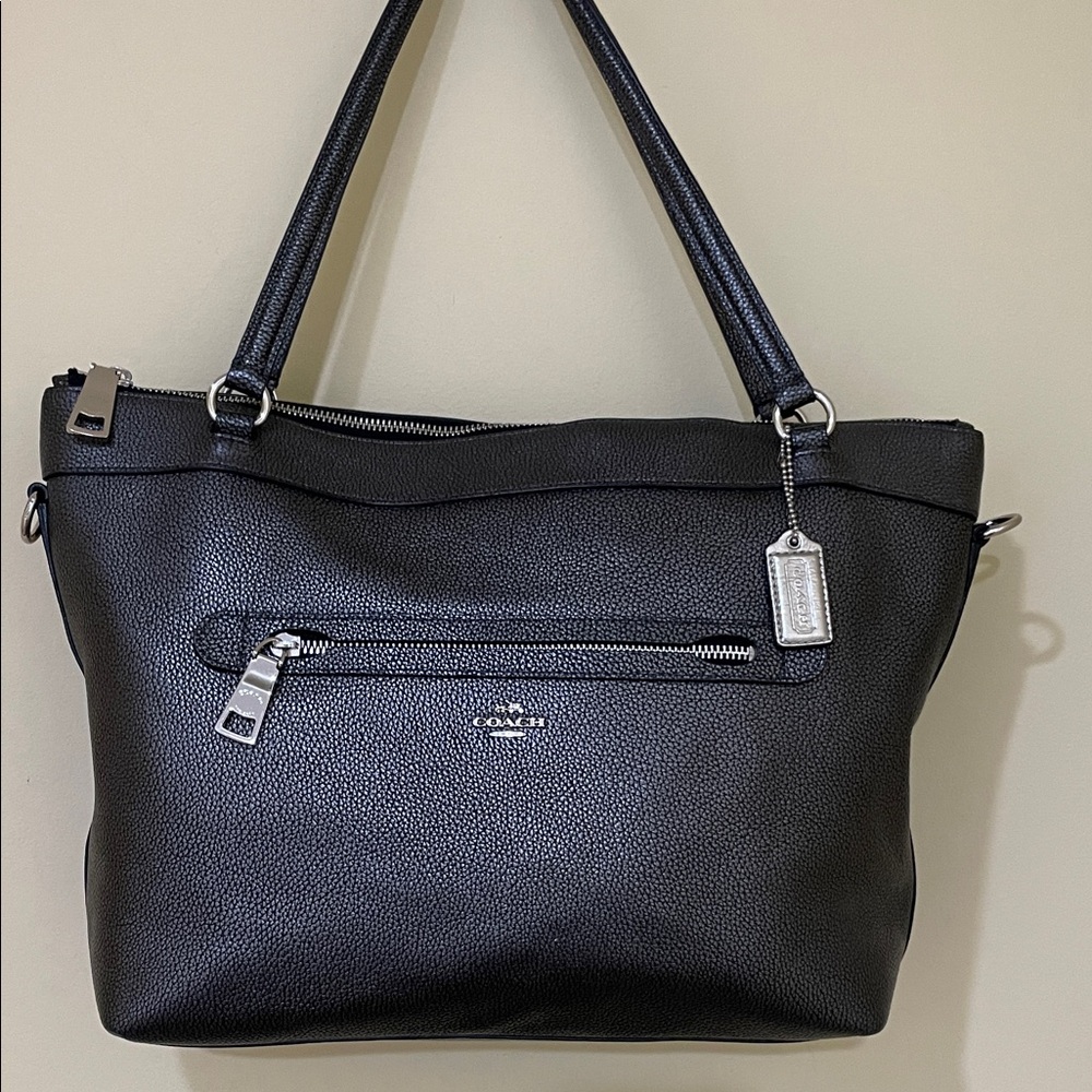 Coach Black Leather Tote Bag